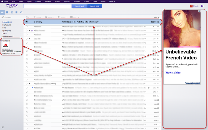 Yahoo Mail Hide Ad Panel