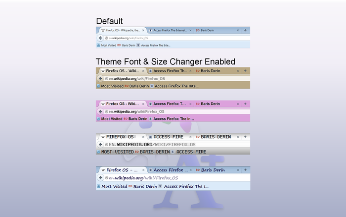FREE ADD-ON for FIREFOX: Theme Font & Size Changer 6.2 by Baris Derin,  Access Firefox Project Theme Font & Size Changer …