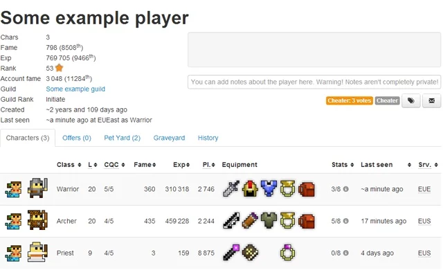 RotMG Cheater Database