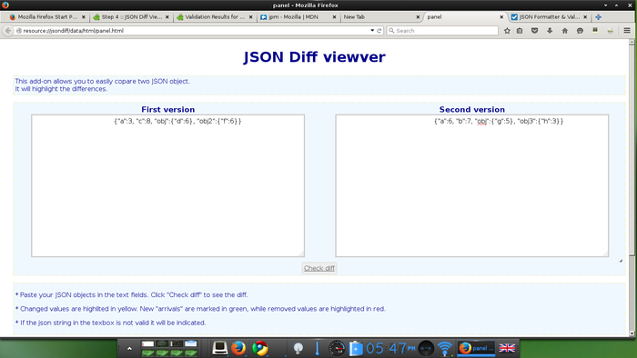 JSON Diff View
