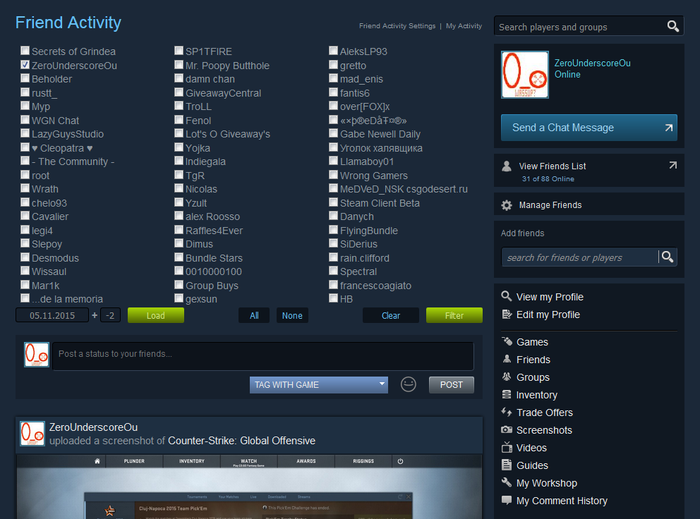 Steam Activity Filter