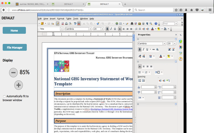 OpenOffice Writer online documents