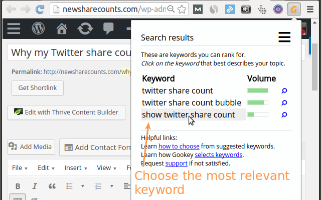 Gookey: SEO keywords in 2 clicks