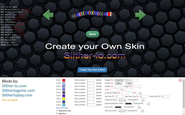 Slither.io Mods, Zoom, Unlock Skins, Bots