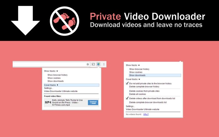 Download videos from web sites and avoid compromising entries in your brows...