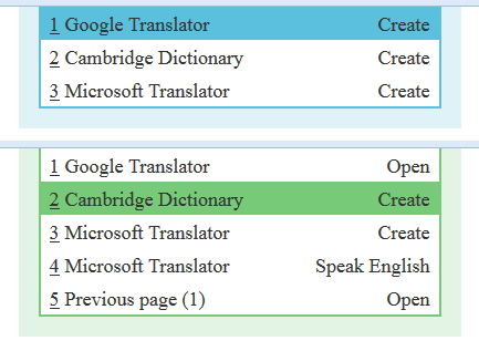 Translator menu