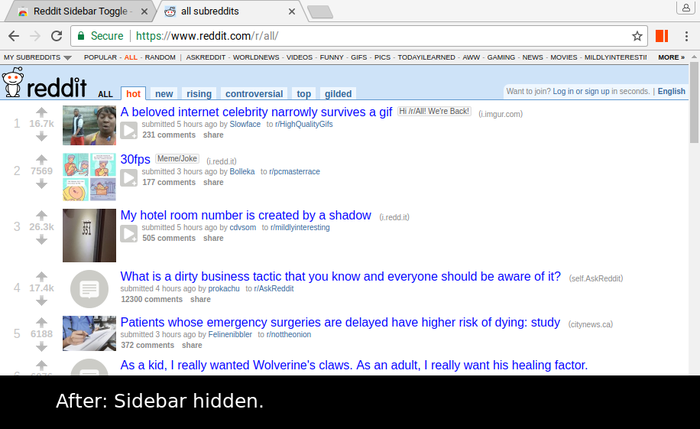 Reddit Sidebar Toggle