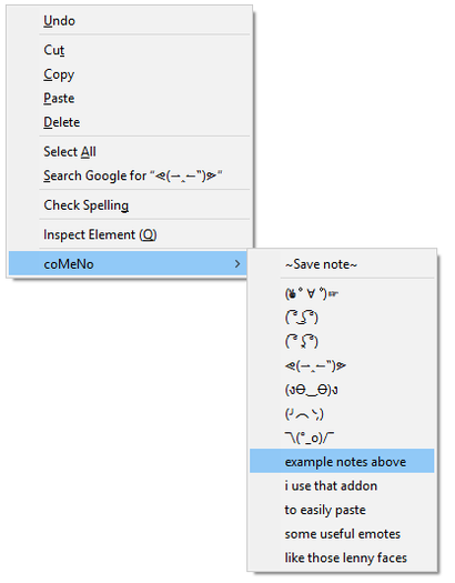 coMeNo context menu notes
