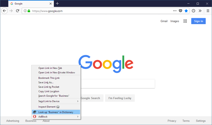Look up dictionary by using Right Click