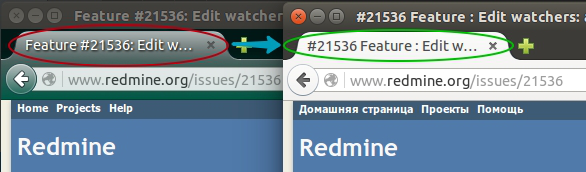 Redmine title of tab (by WE)
