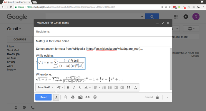 MathQuill for Gmail