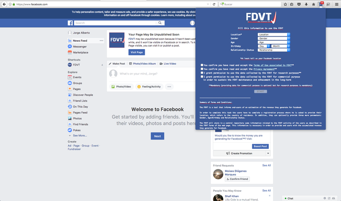 FDVT: Data Valuation Tool for Facebook™ Users