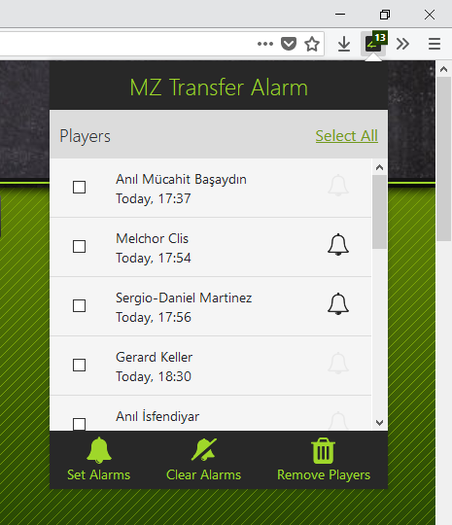 MZ Transfer Alarm