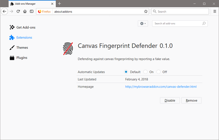 Canvas Fingerprint Defender