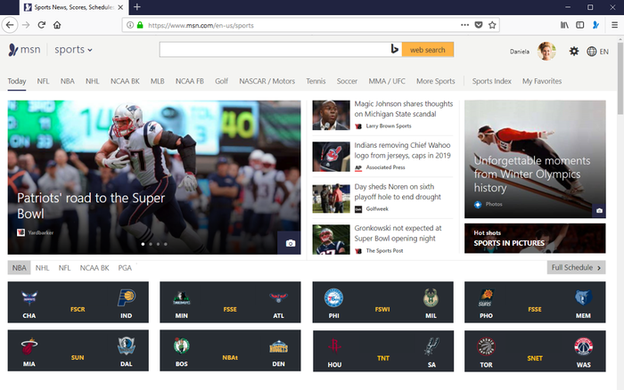 MSN Homepage and Bing Search Engine