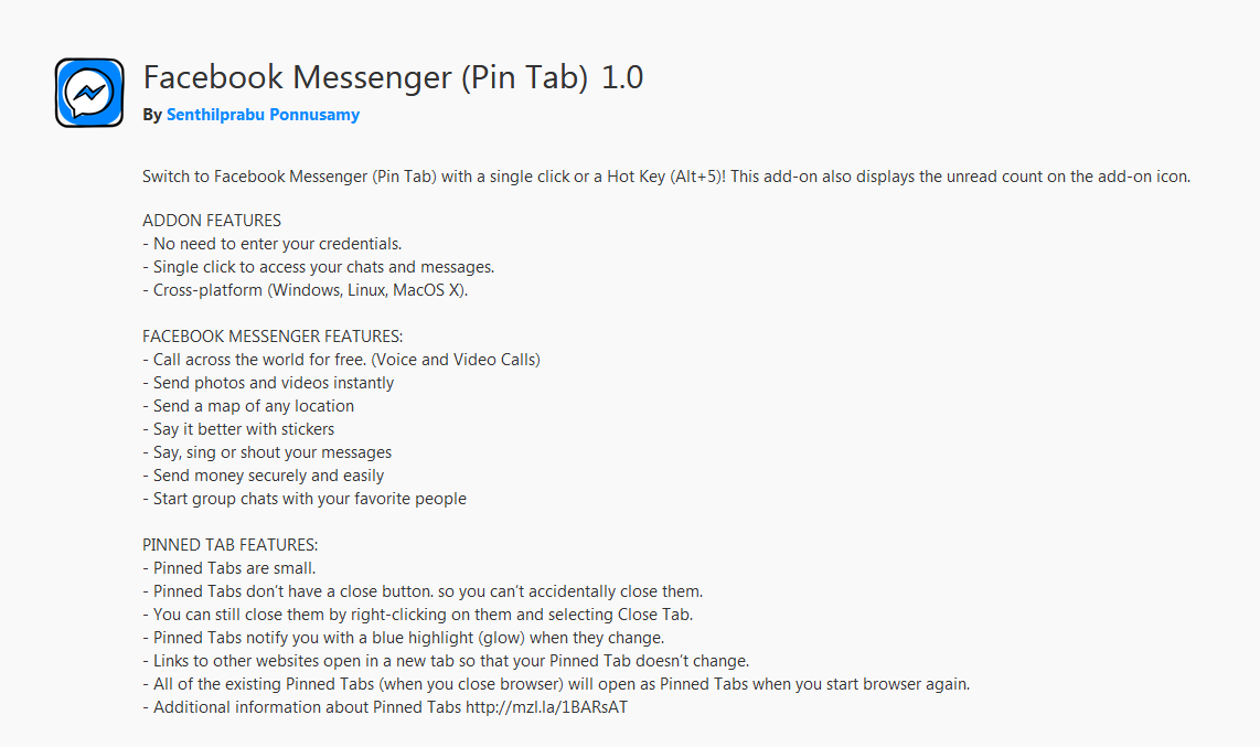 Facebook Messenger (Pin Tab)