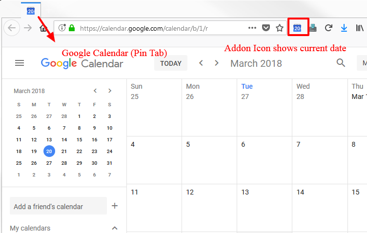 Google Calendar (Pin Tab)