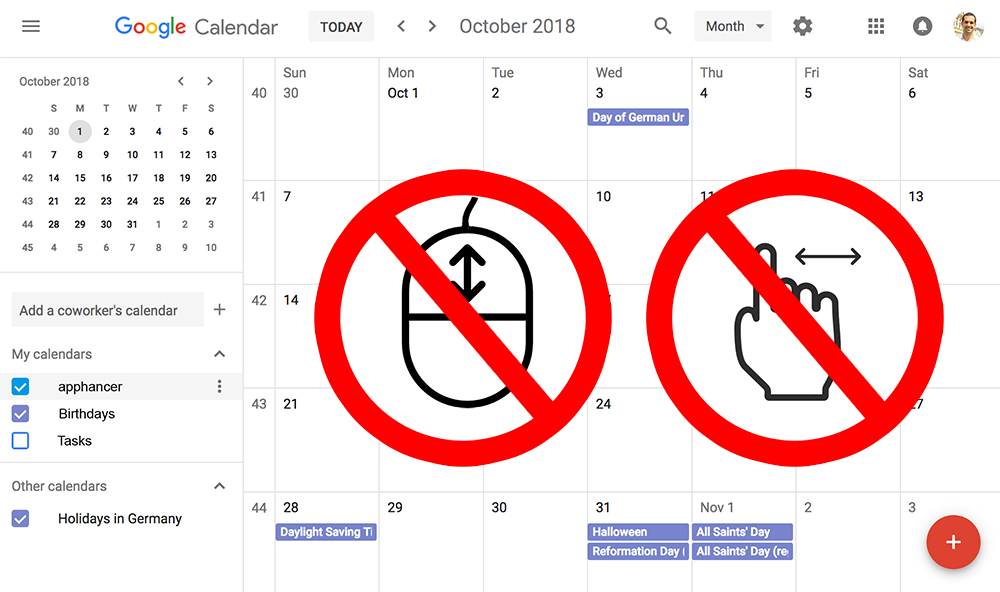 Google Calendar Scroll Disabler