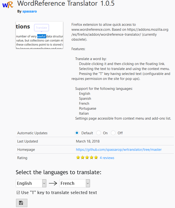 Word Reference Translator