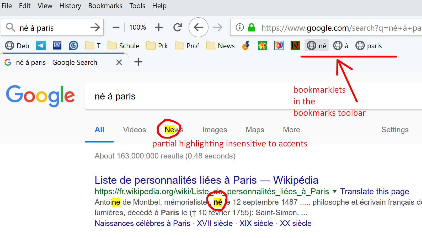 FindOnPage Bookmarklets