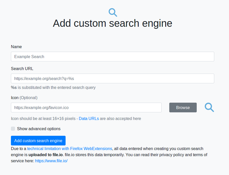 Add custom search engine