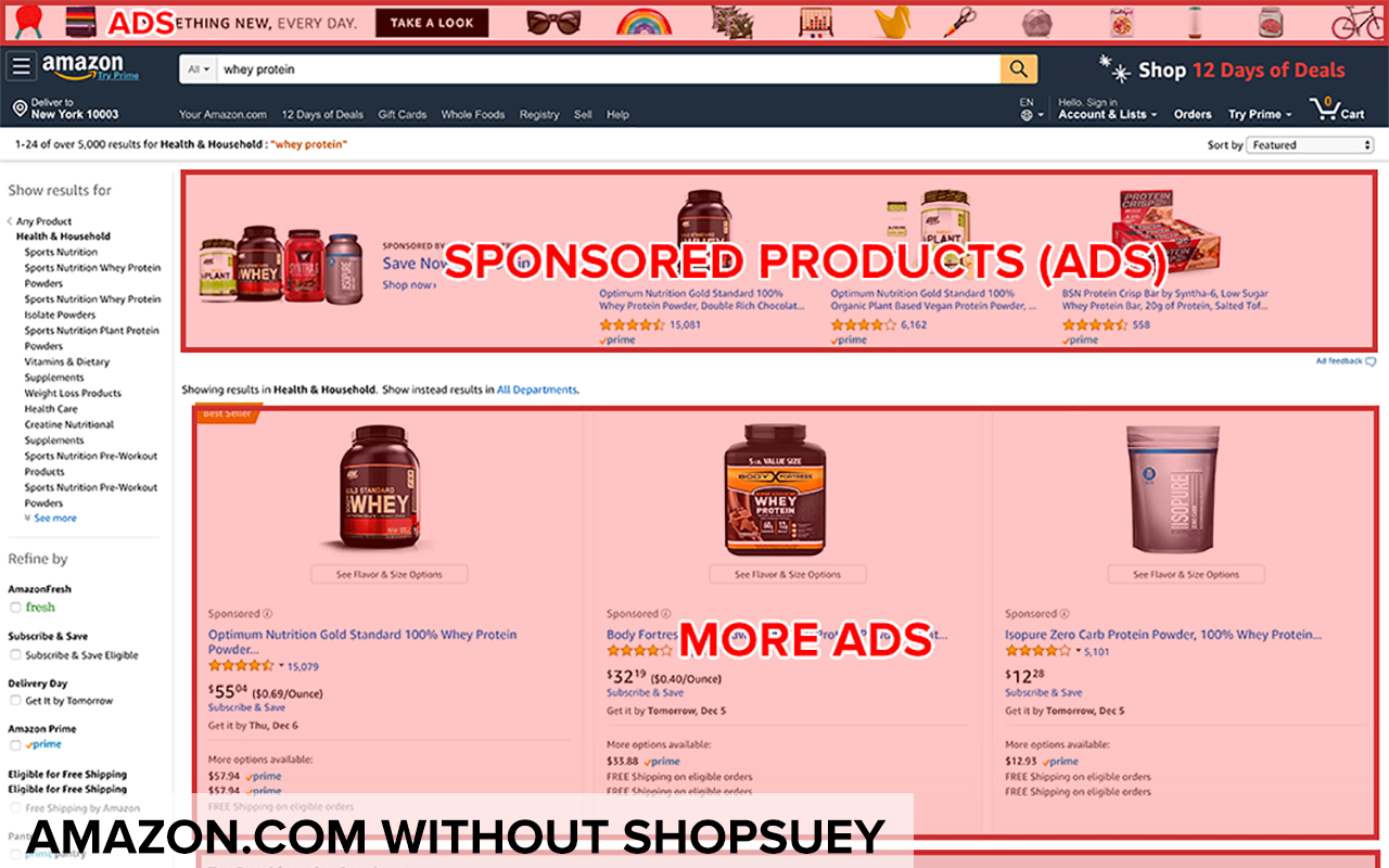 ShopSuey: Get rid of ads on Amazon, Ebay and more