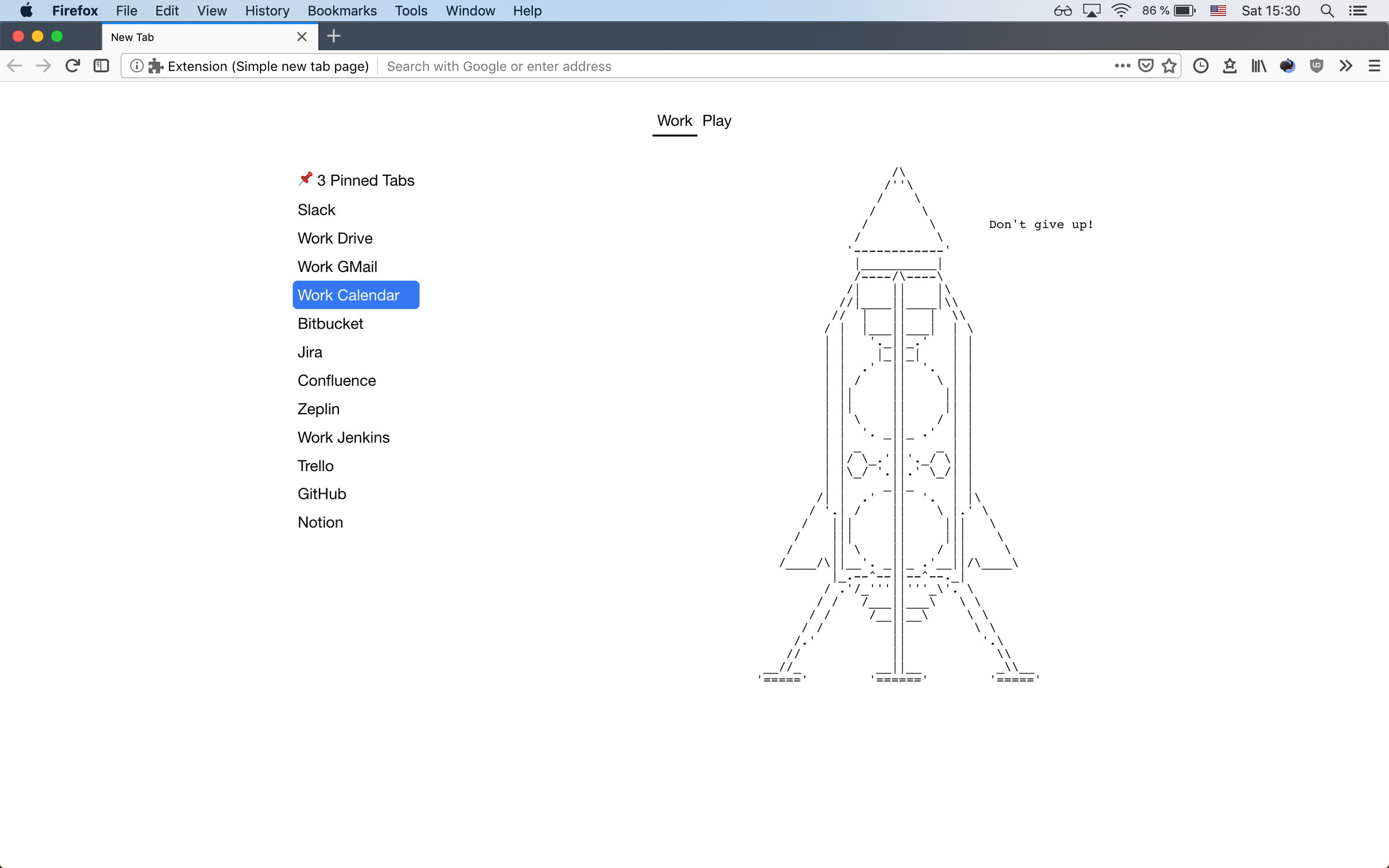 Simple new tab page