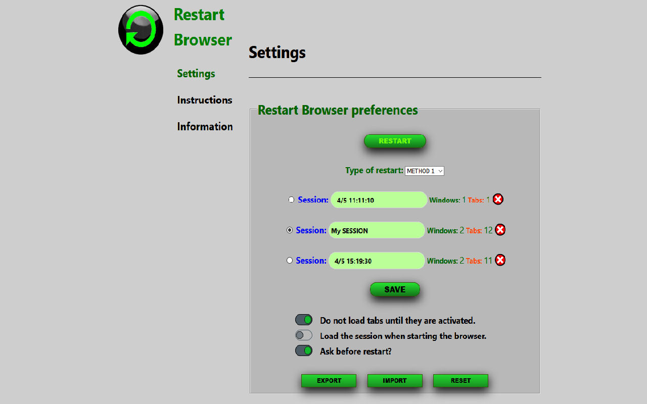 Restart Browser