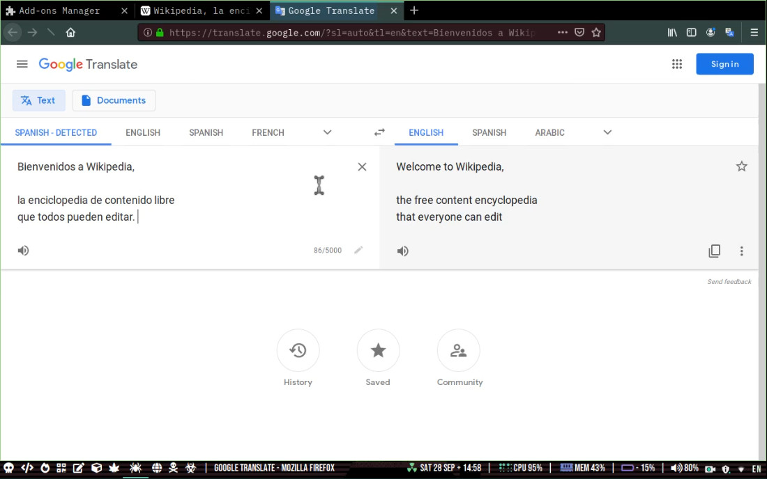 Google Translate ∧Permissions