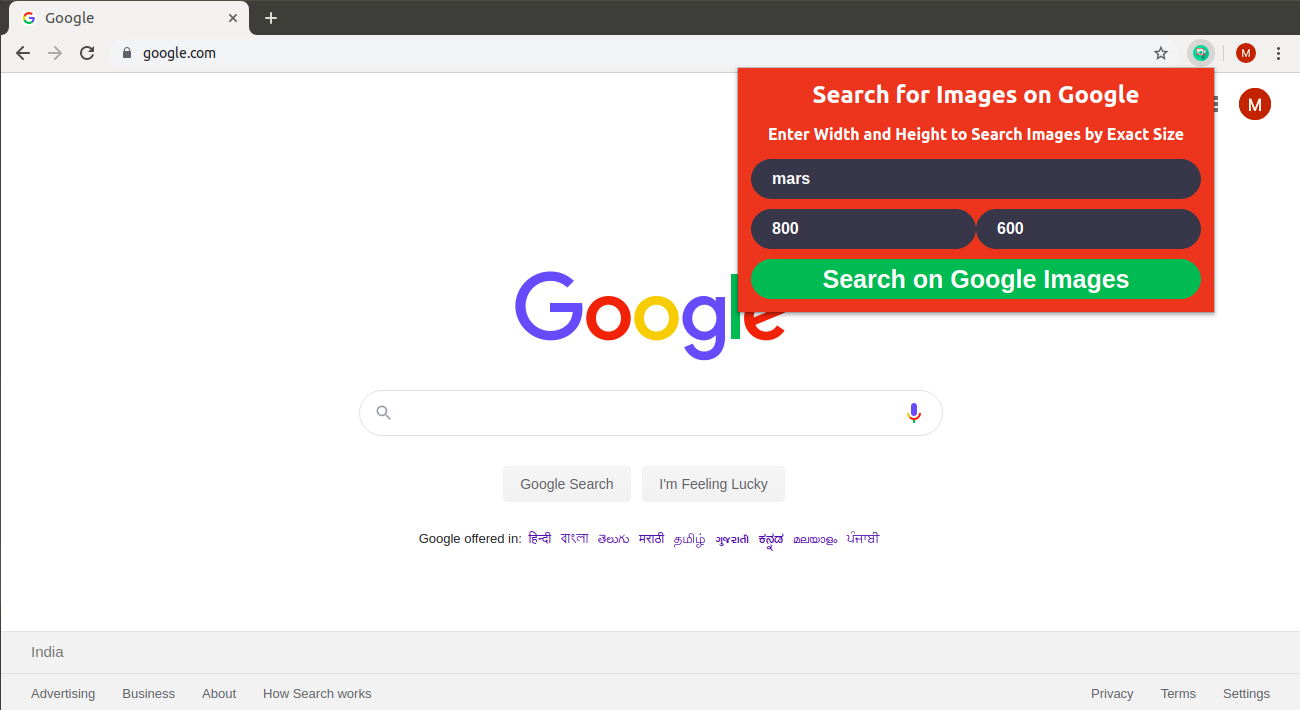 Google Images by Exact Size