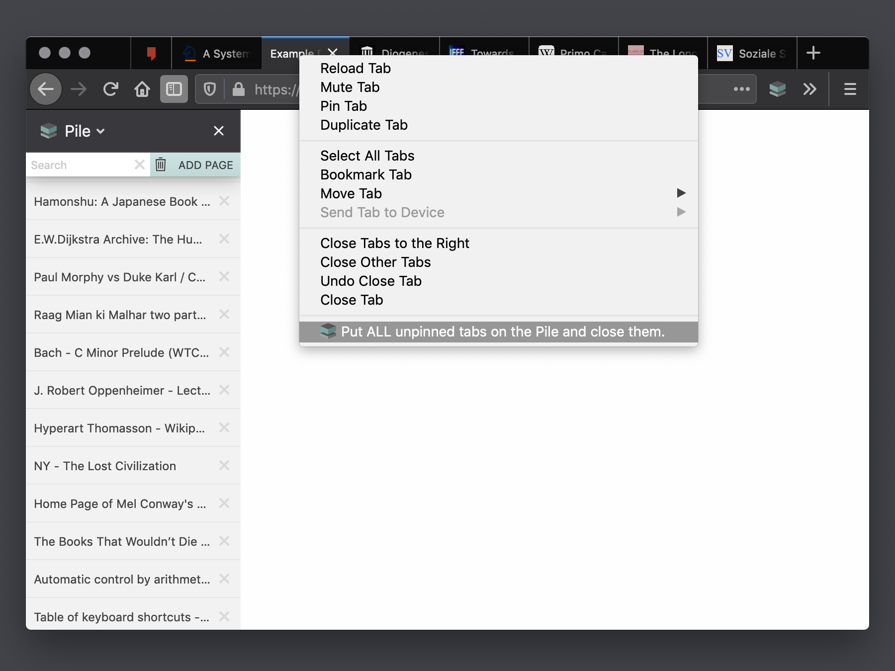 Pile - lightweight bookmarking