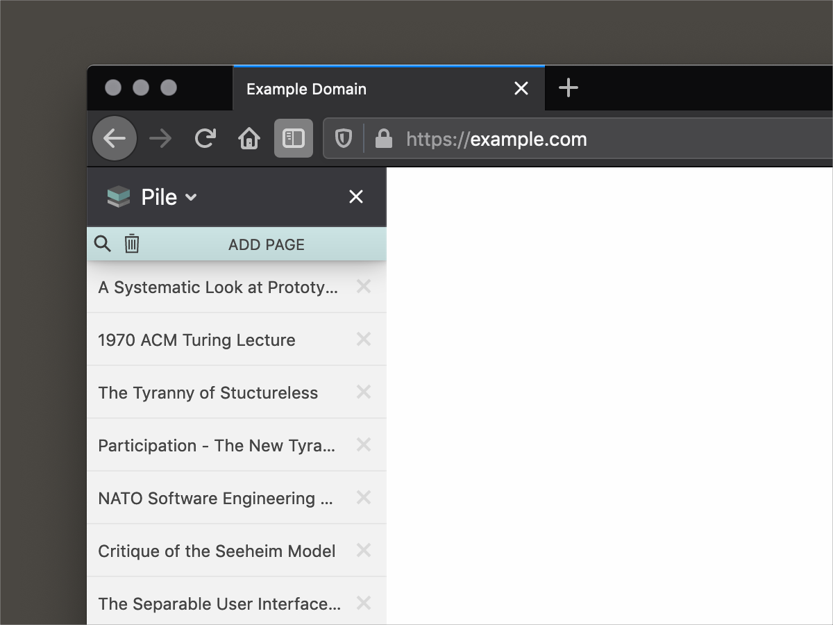 Pile - lightweight bookmarking