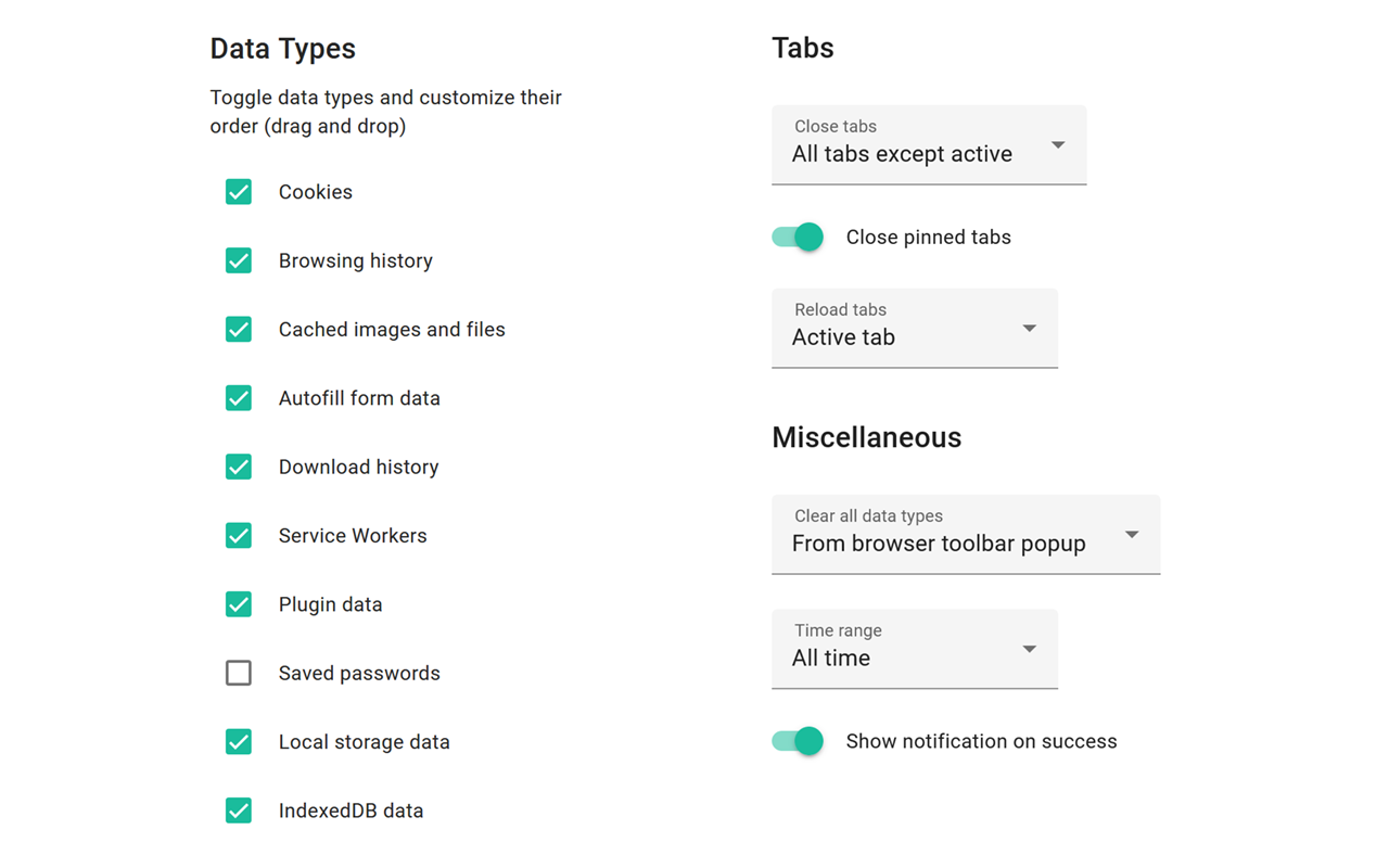 Clear Browsing Data