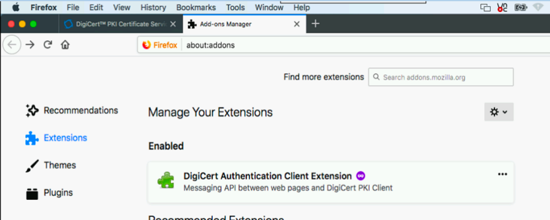 DigiCert PKI Authentication Client Extension