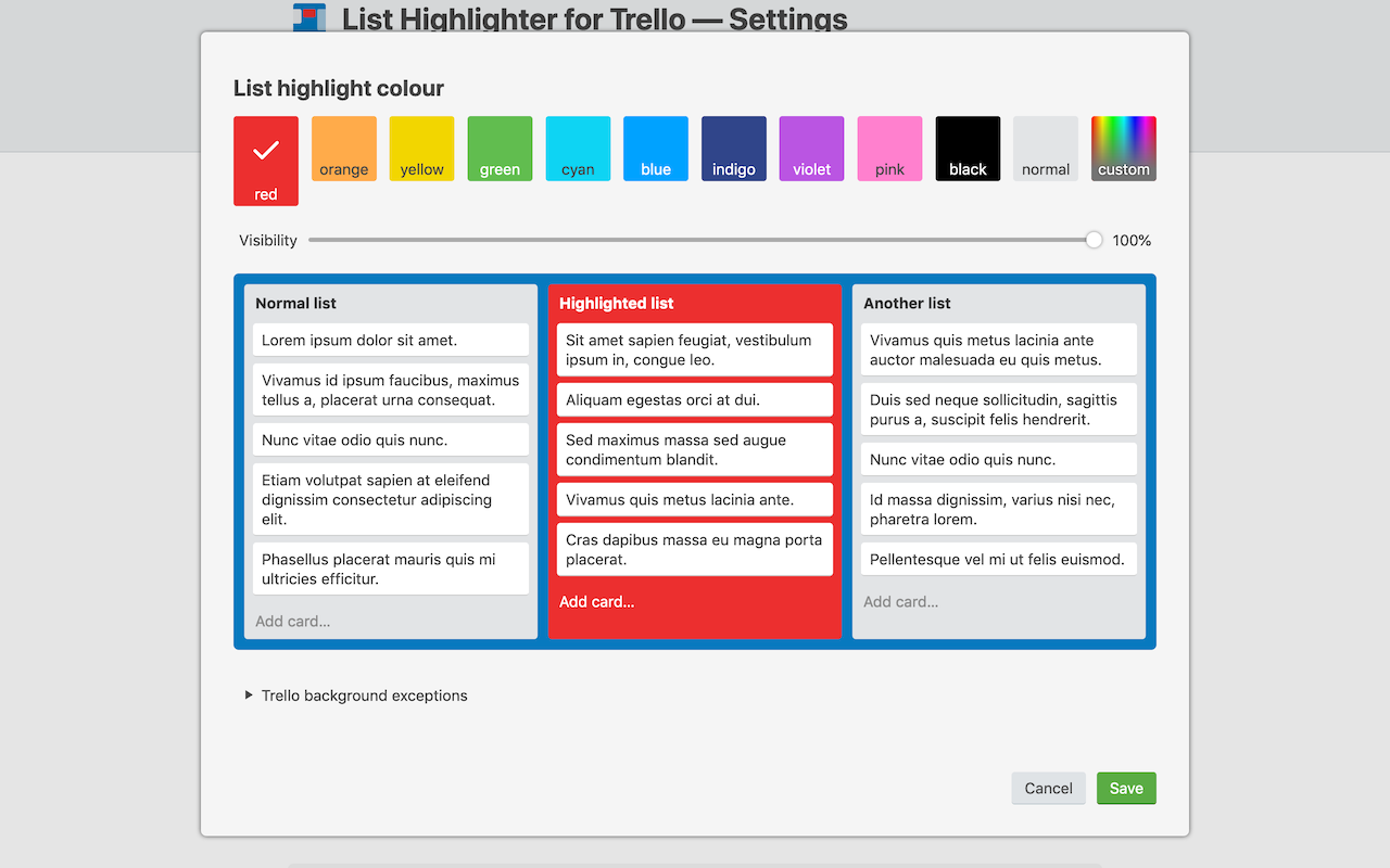 List Highlighter for Trello