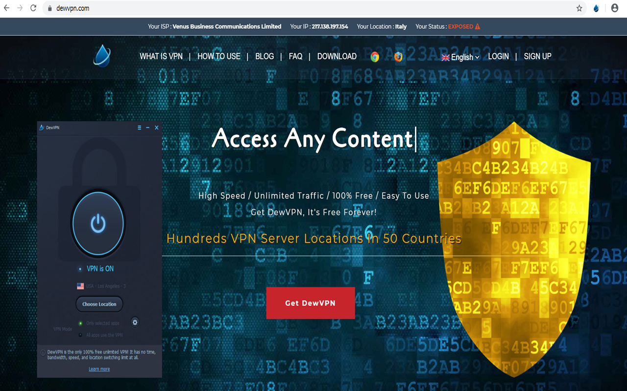 DewVPN 100% Unlimited Free VPN Proxy