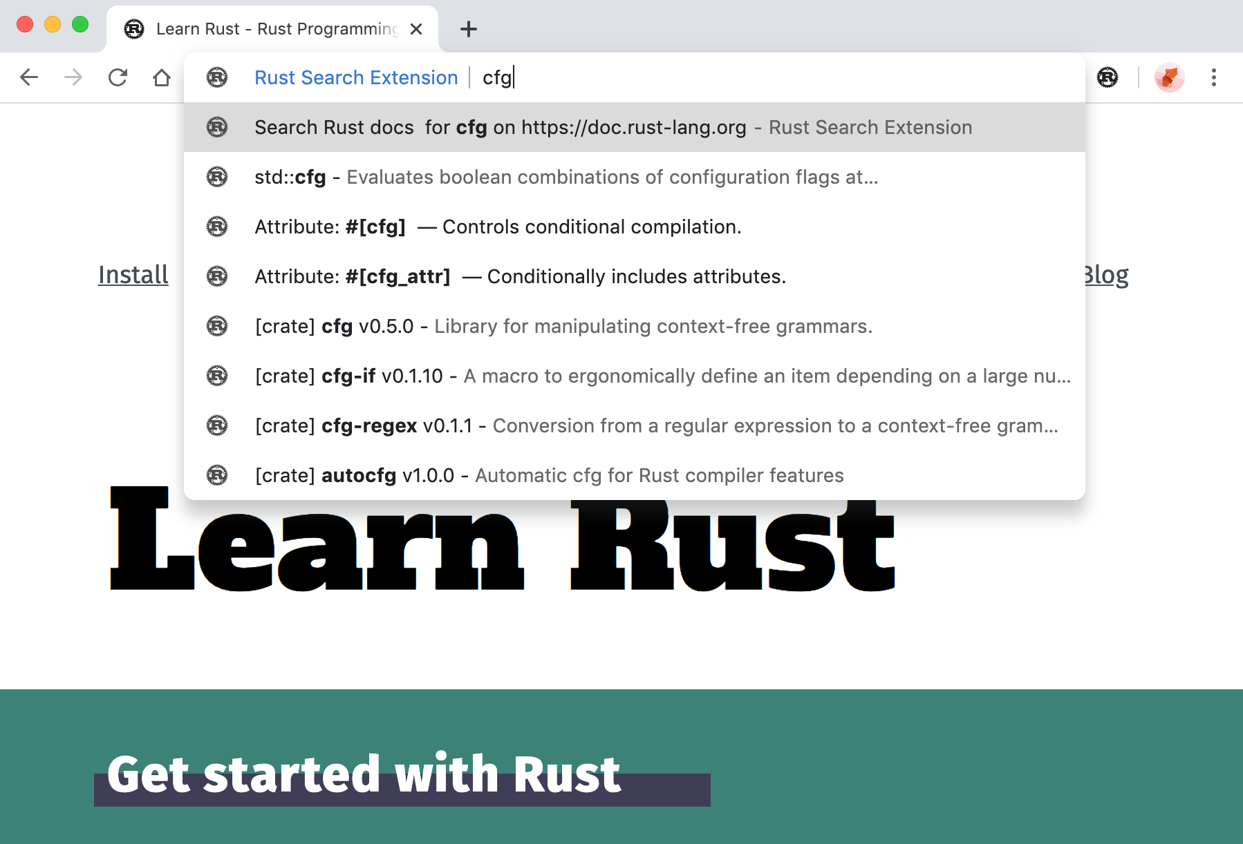 Rust Search Extension