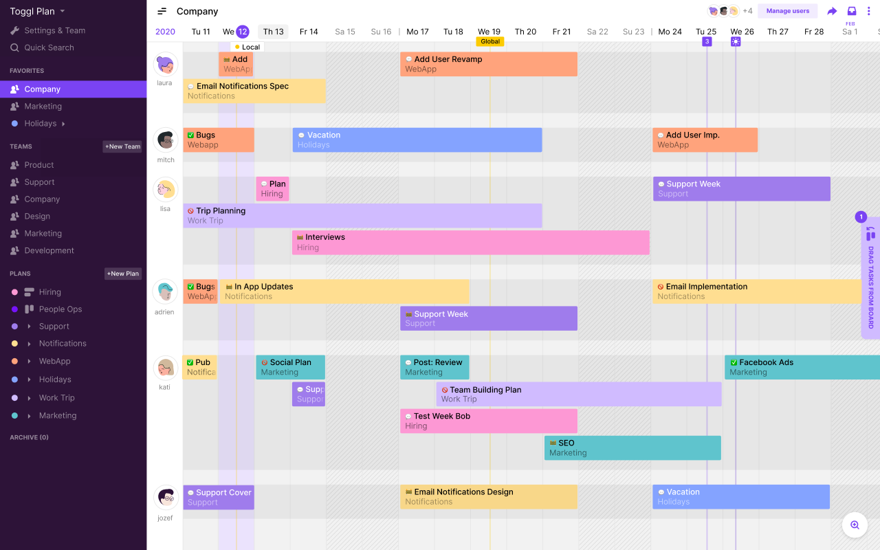 Toggl Plan: Project Planning Calendar