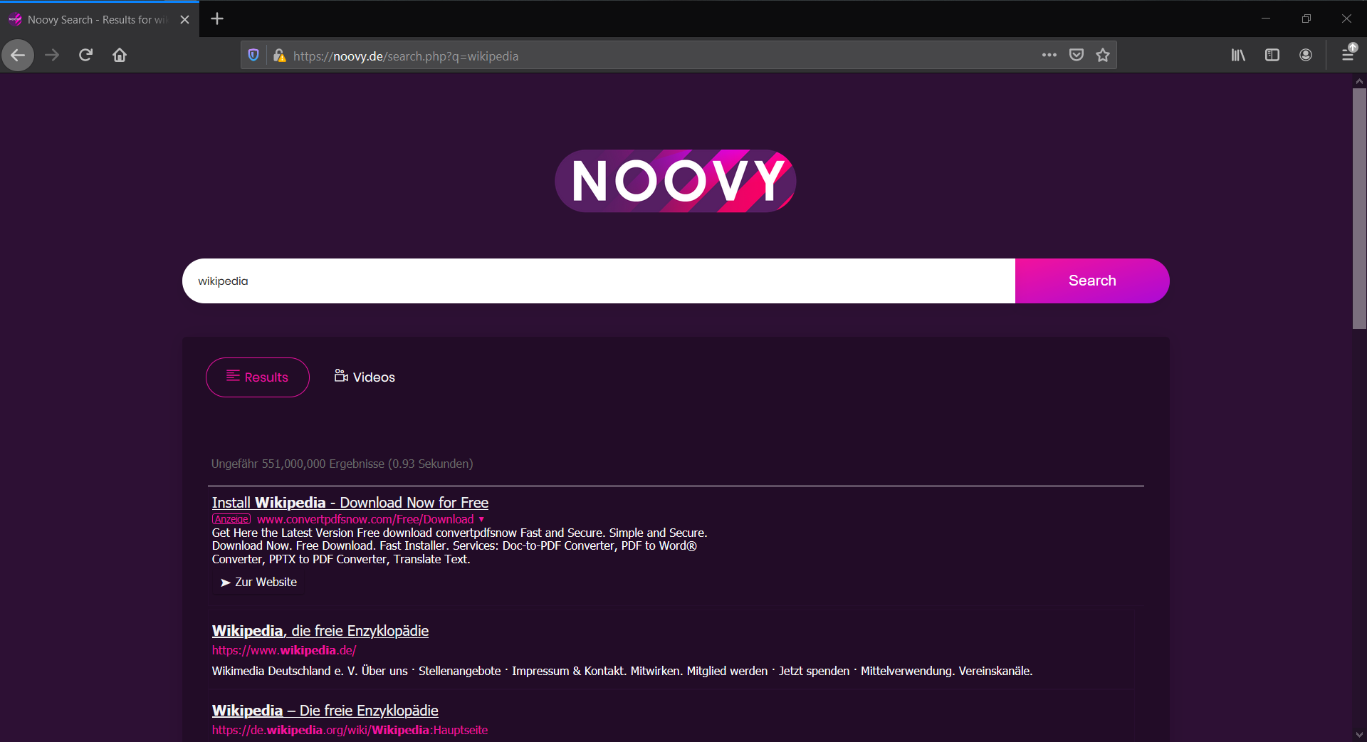 Noovy search engine