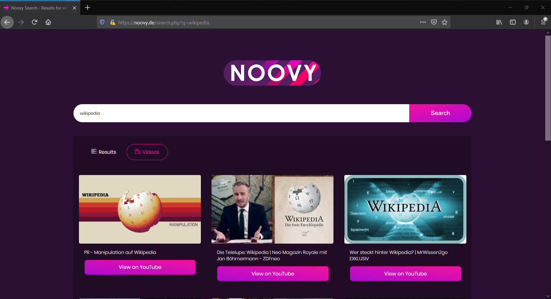Noovy search engine