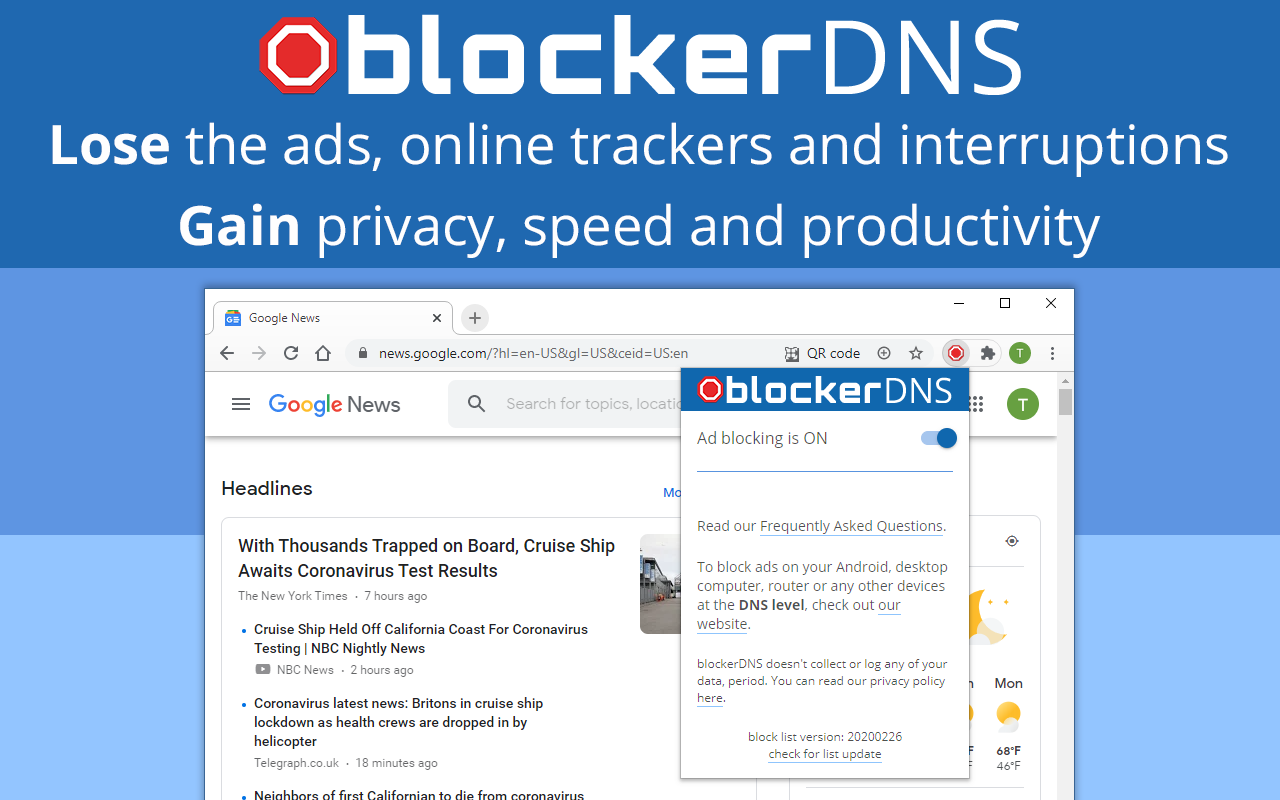 blockerDNS Ad & Tracker Blocking