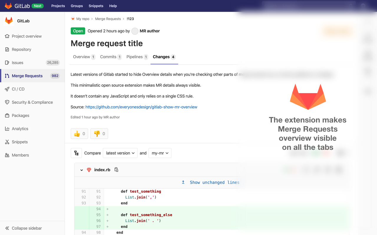 Show MR overview in Gitlab