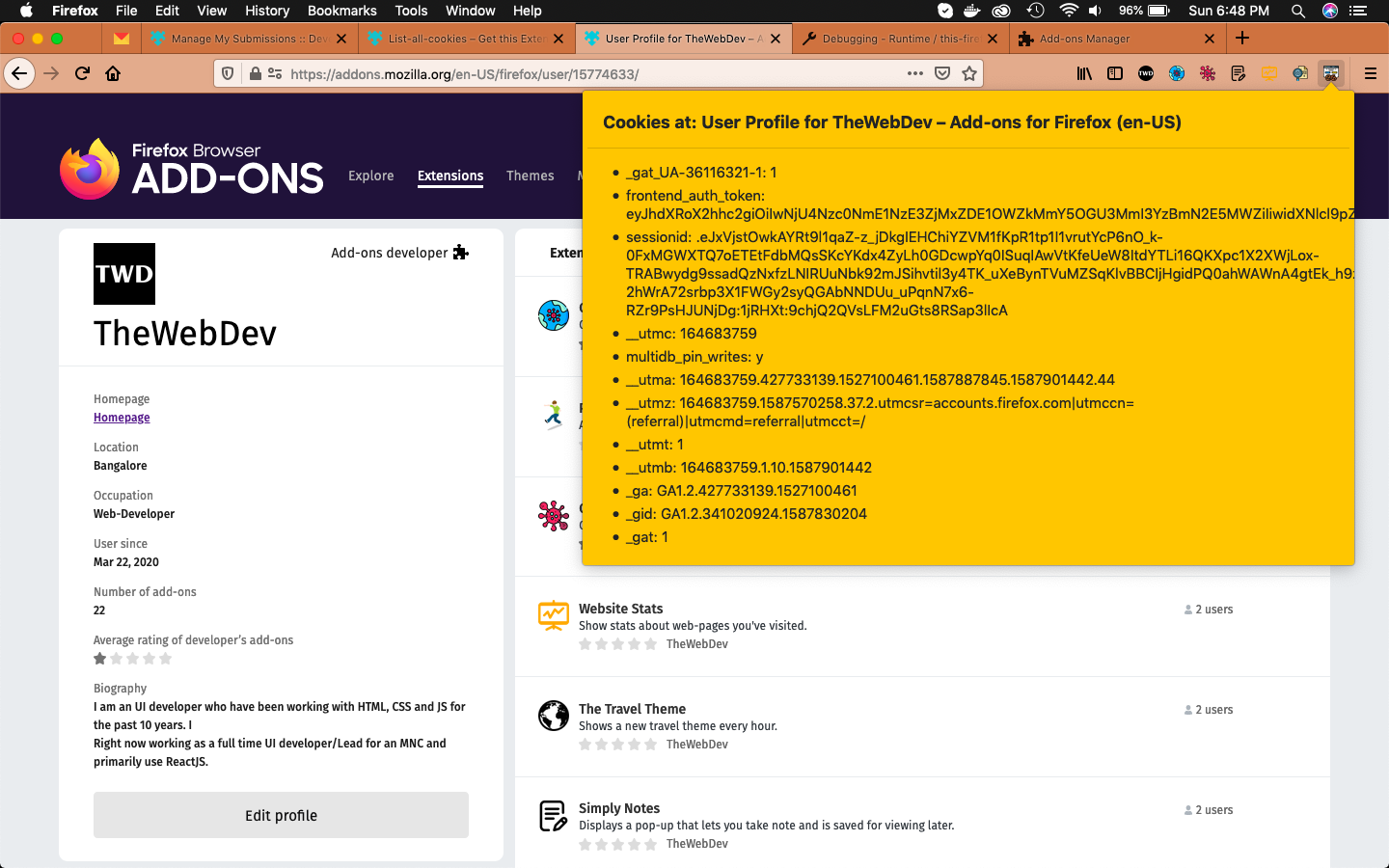 List Tab Cookies
