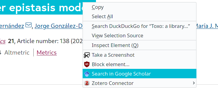 Google Scholar search engine