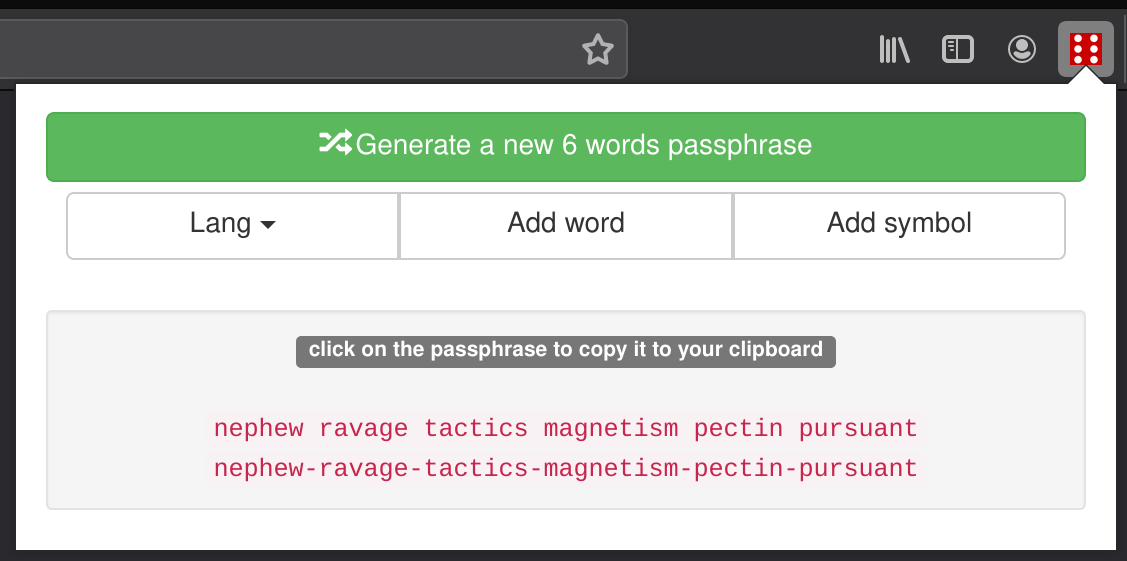 Diceware Passphrase Generator