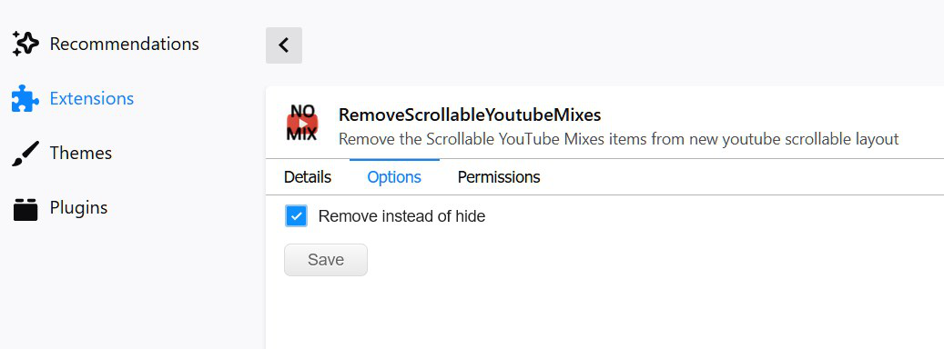 Hide Scrollable Youtube Mixes