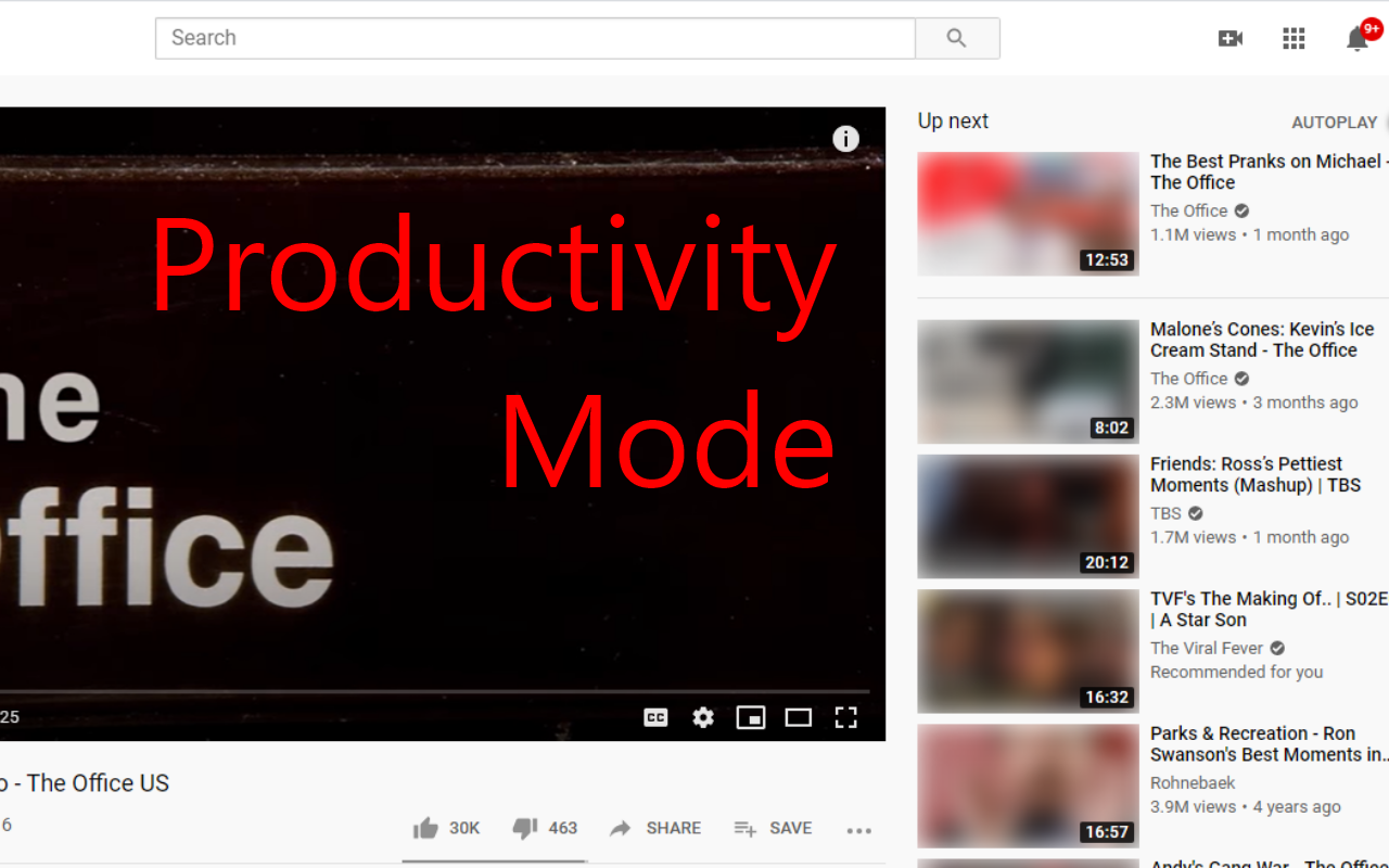 YouTube™ Productivity Mode