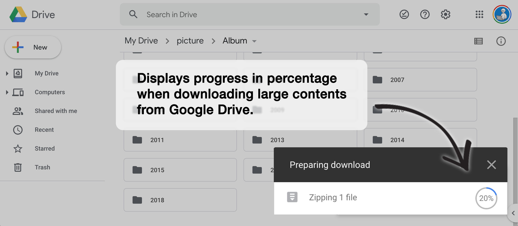 Google Drive Percentage
