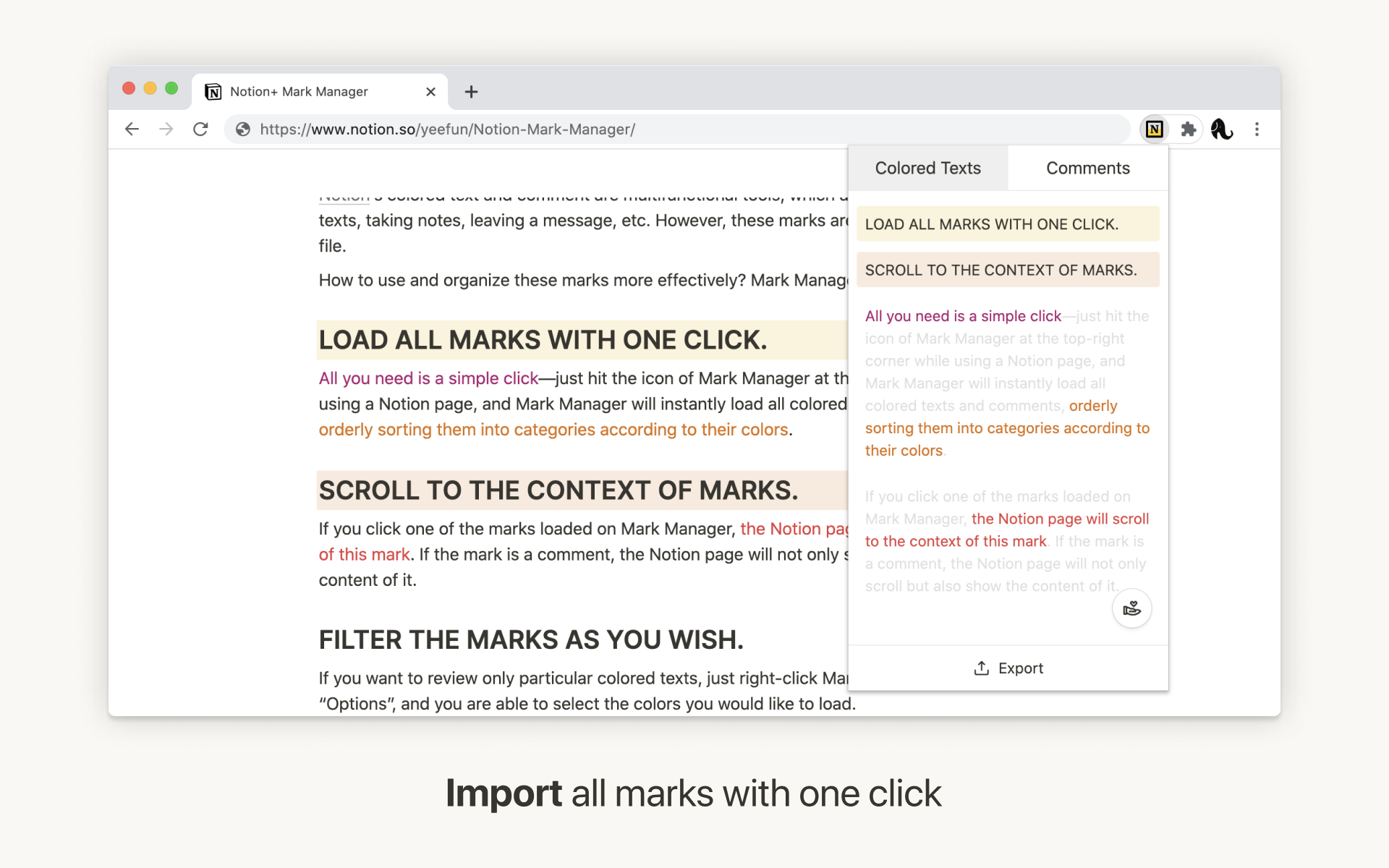 Notion+ Mark Manager