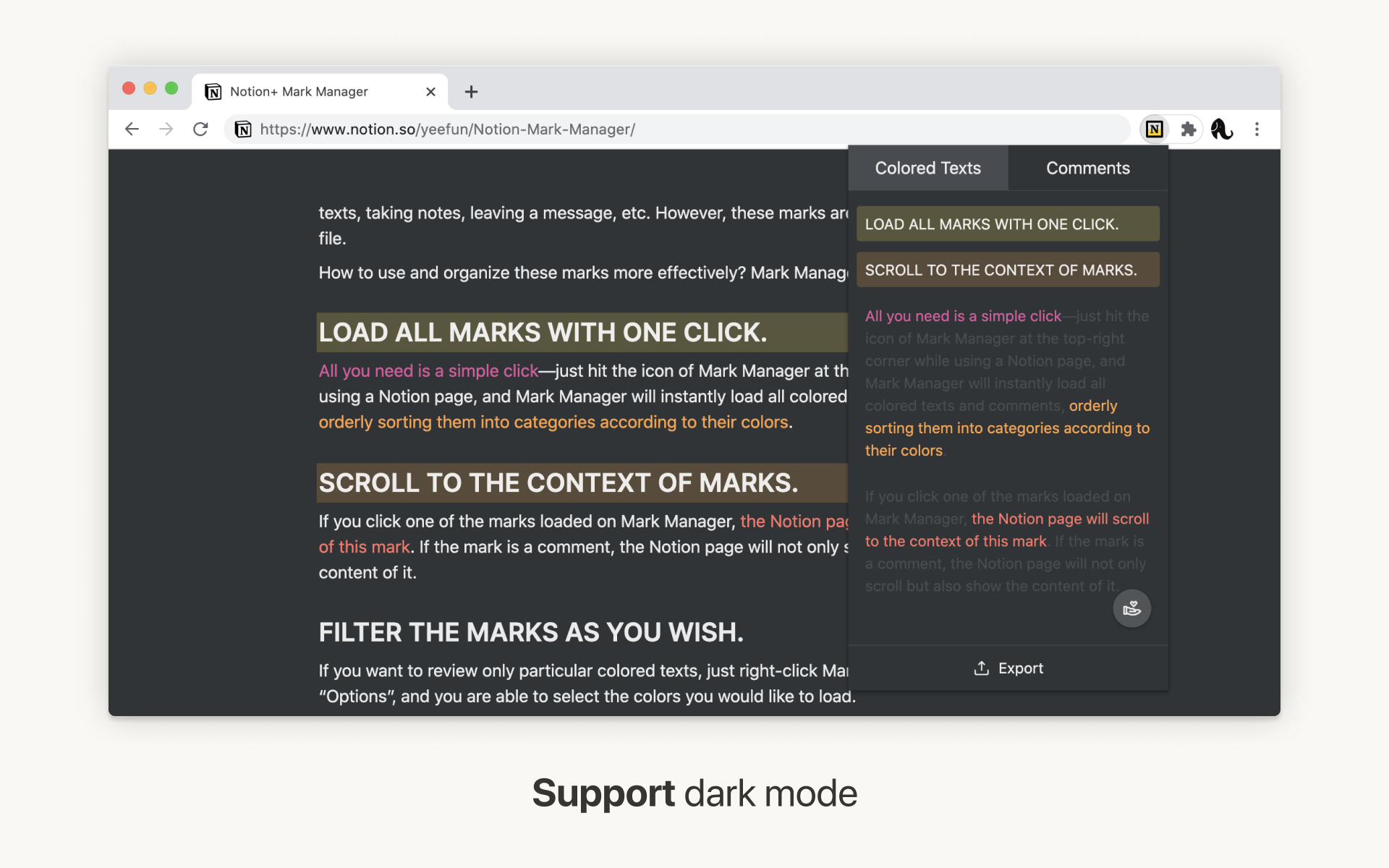 Notion+ Mark Manager